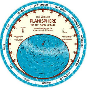 Rob Walrecht Carta Stellare Planisphere 40°N 25cm