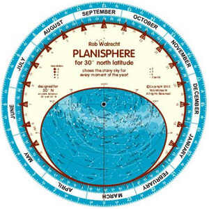 Rob Walrecht Carta Stellare Planisphere 30°N 25cm