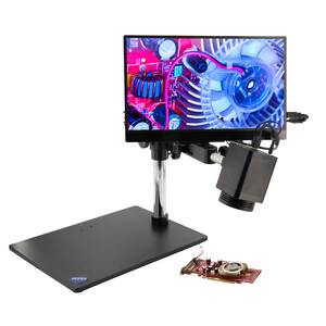 Optika Microscopio IS-4K2, zoom ottico 1x-18x, autofocus, 8 MP, 4K Ultra HD, supporto a sbalzo, schermo da 15,6"