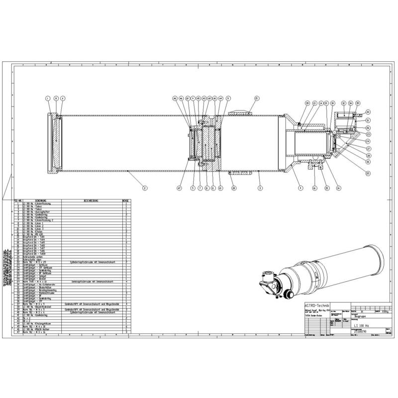 Lunt Solar Systems Telescopio Solare Lunt ST 100/800 LS100T Ha B1200 FT PT OTA