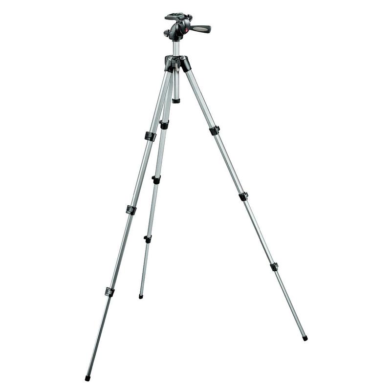 Manfrotto Treppiede Aluminio 394-H kit Maxi treppiedi foto-video con testa inclinabile in tre direzioni