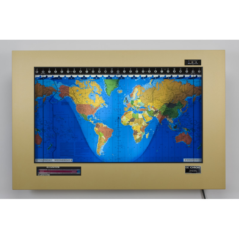Geochron Kilburg originale in alluminio anodizzato oro e modanature nere