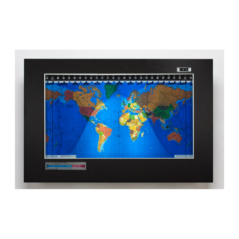 Geochron Kilburg originale in alluminio anodizzato nero e modanature argentate