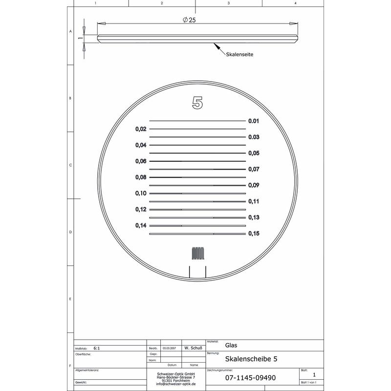 Schweizer Lente d`Ingrandimento Scala 5 per Lenti d'ingrandimento da appoggio Tech-Line