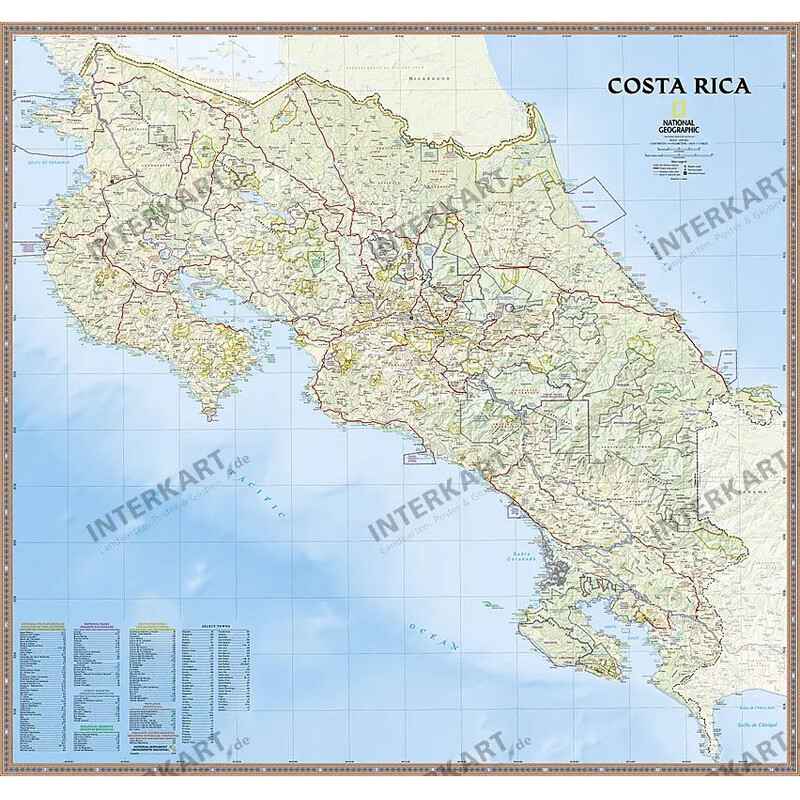 National Geographic Mappa Costa Rica (96 x 91 cm)