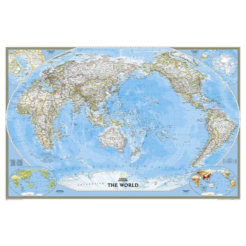 National Geographic Mappa del Mondo pazifikzentriert (185 x 122 cm)