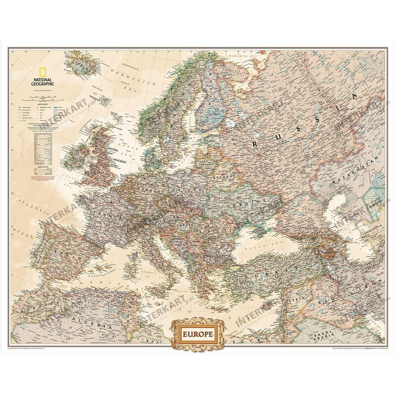 National Geographic Carta antica dell'Europa in 3 parti