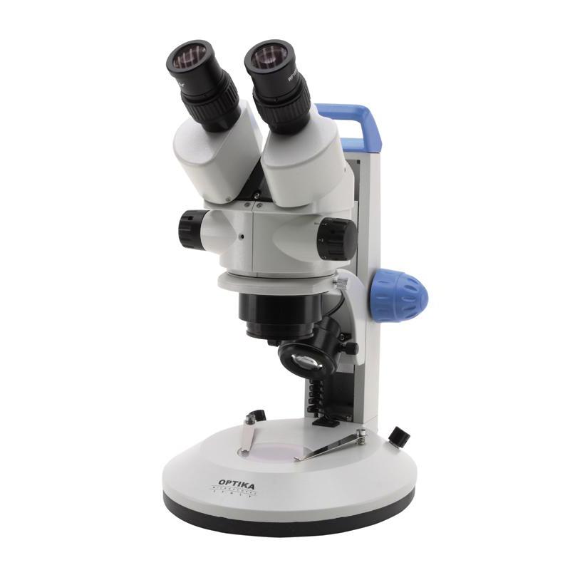 Optika Microscopio stereo LAB20, zoom, LED a luce incidente e trasmessa