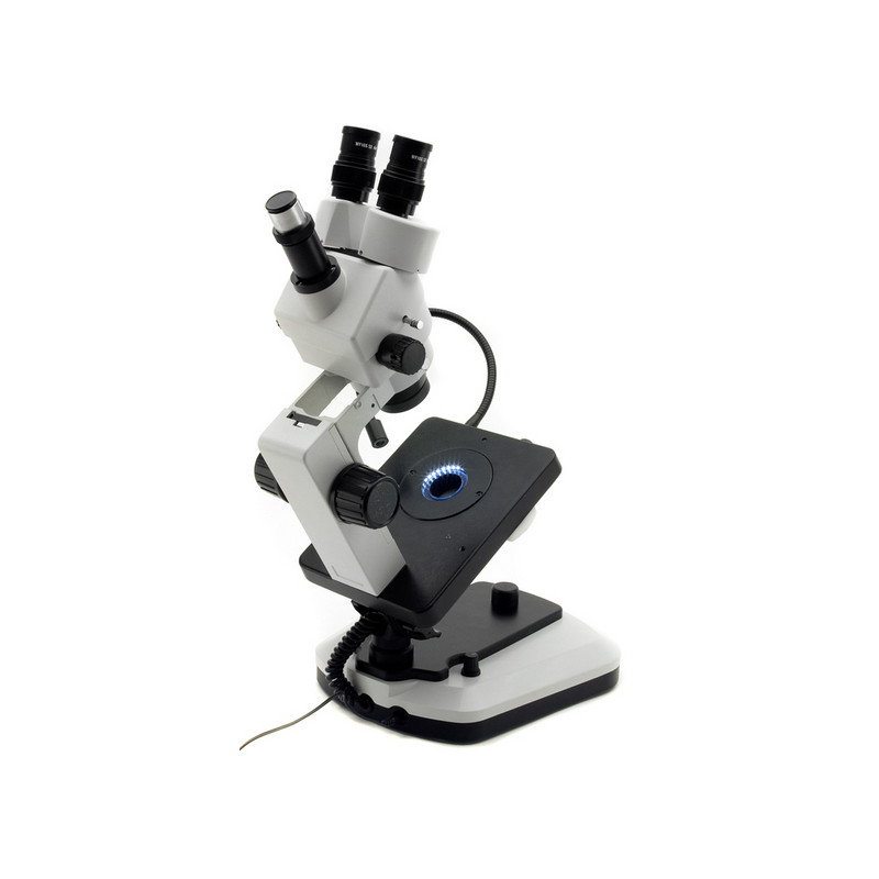 Optika Microscopio stereo trinoculare da gemmologia OPTIGEM-2, stativo snodato