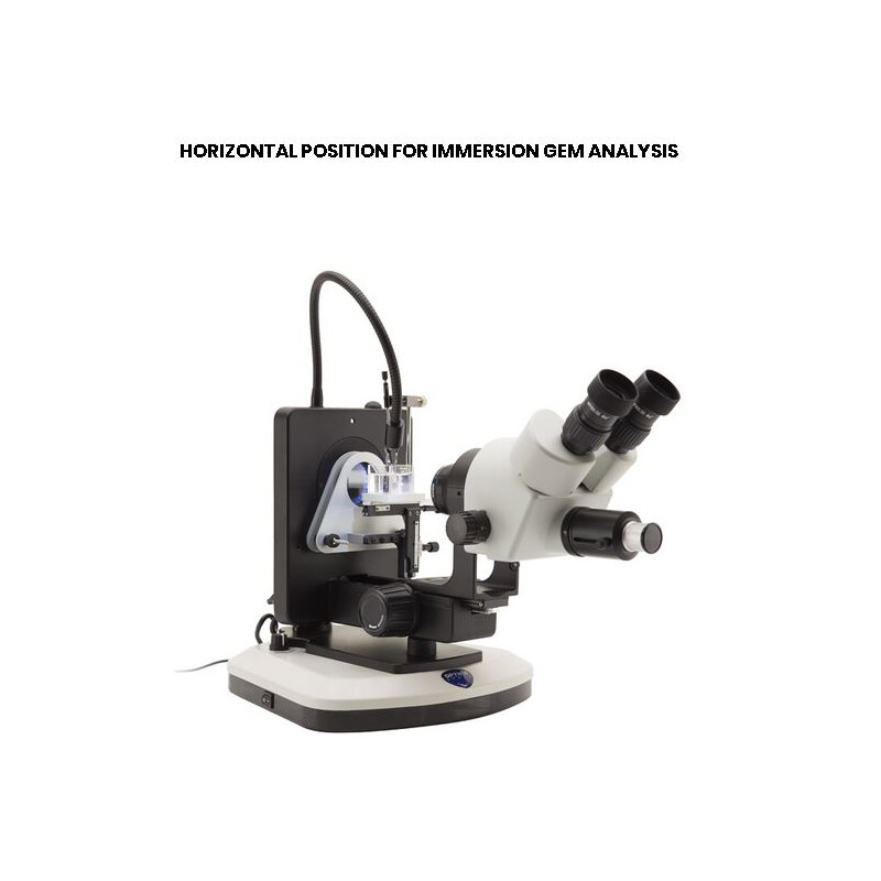 Optika Microscopio stereo trinoculare da gemmologia OPTIGEM-2, stativo snodato