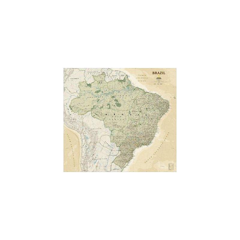 National Geographic Antica mappa del Brasile laminata