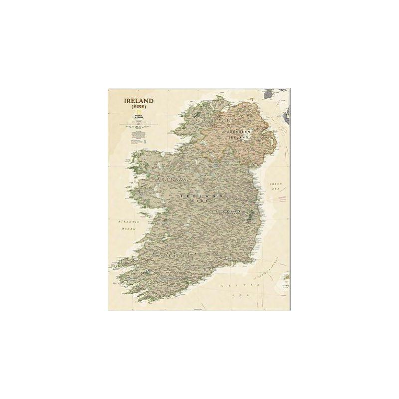 National Geographic Antica mappa dell'Irlanda laminata