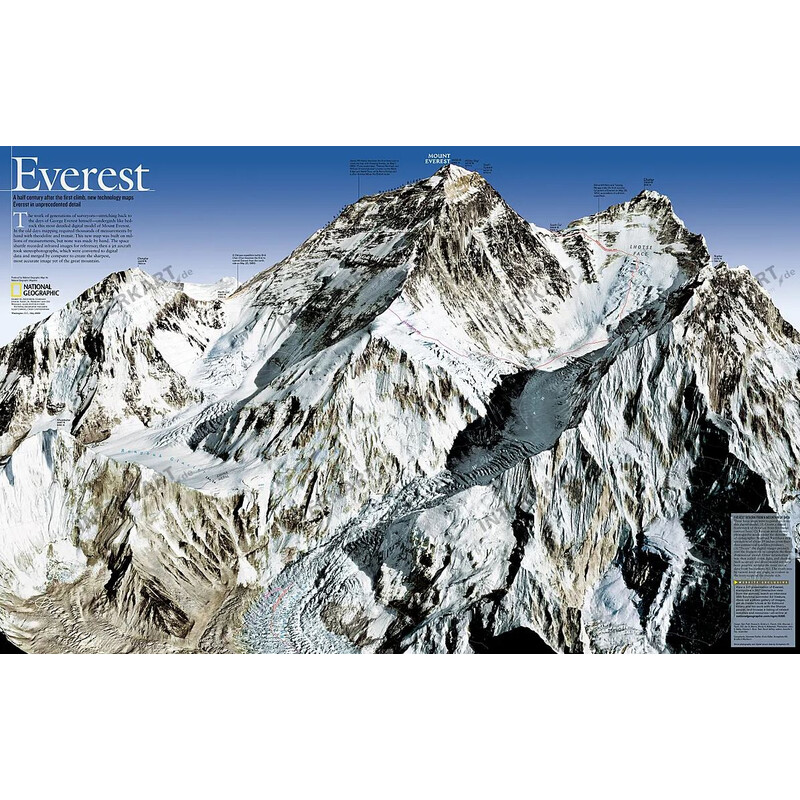 National Geographic Mappa Regionale Monte Everest, 50esimo anniversario - fronte/retro