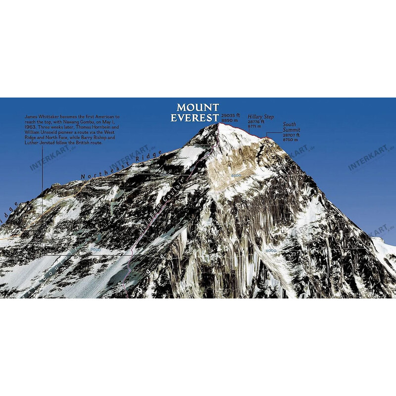 National Geographic Mappa Regionale Monte Everest, 50esimo anniversario - fronte/retro