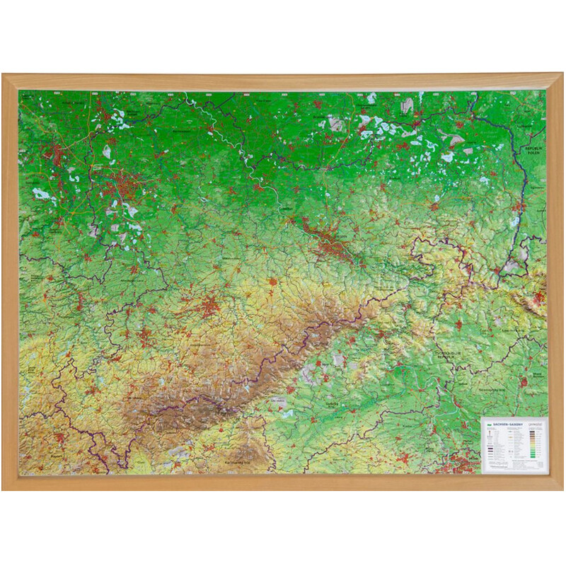 Georelief Mappa Regionale Sassonia