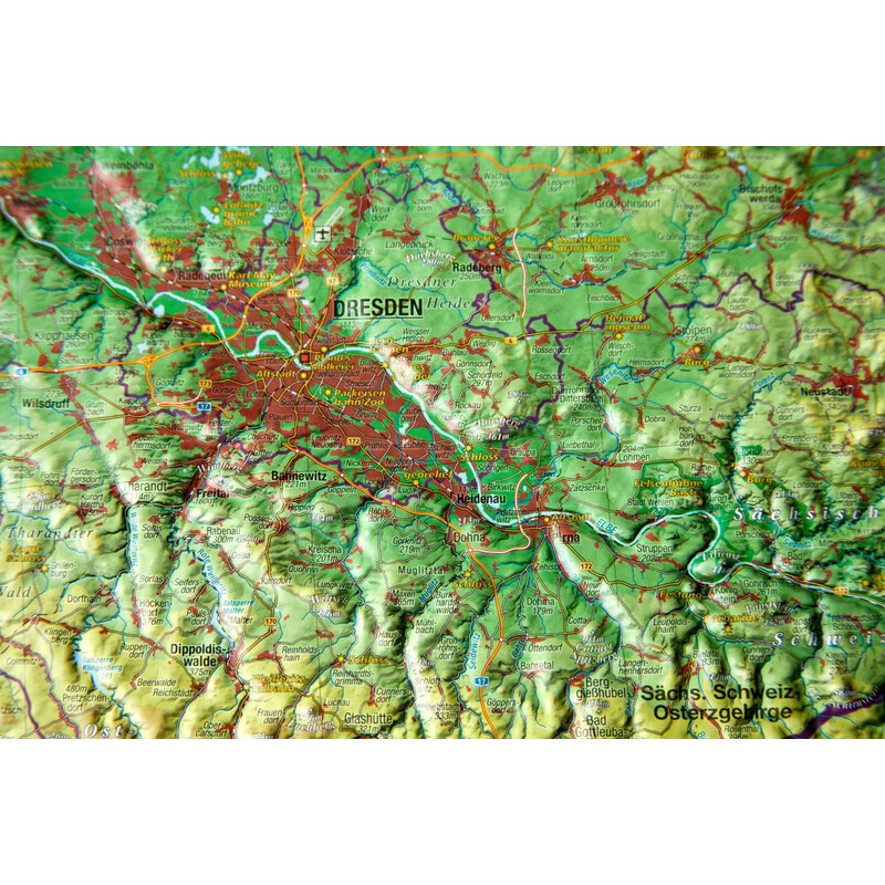 Georelief Mappa Regionale Sassonia