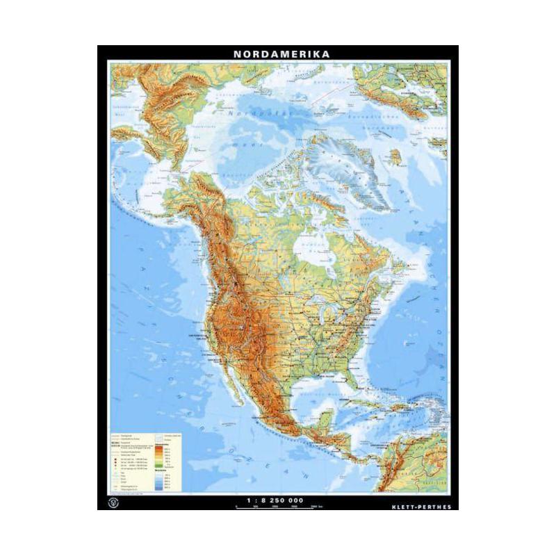 Klett-Perthes Verlag Mappa Continentale Nord America, fisica / politica (lavabile) fronte/retro