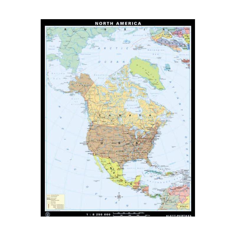 Klett-Perthes Verlag Nord America, fisica / politica (in carta) fronte/retro