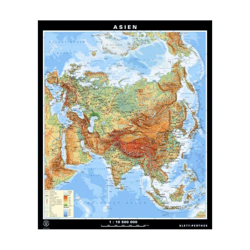 Klett-Perthes Verlag Mappa Continentale Asia, fisica / politica (lavabile) fronte/retro