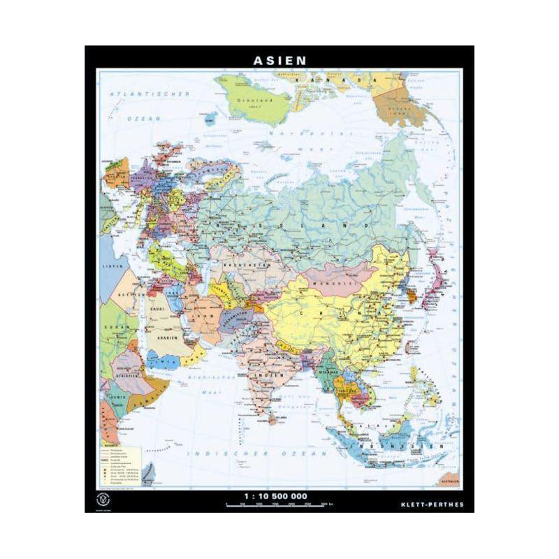 Klett-Perthes Verlag Mappa Continentale Asia, fisica / politica (lavabile) fronte/retro
