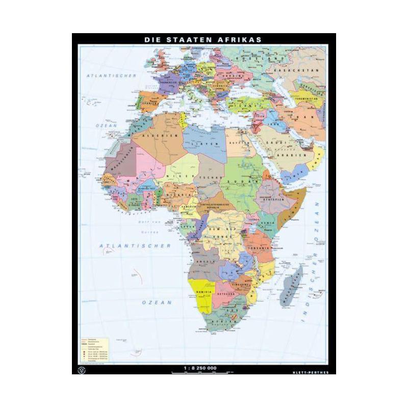 Klett-Perthes Verlag Mappa Continentale Africa, fisica / politica (in carta) fronte/retro
