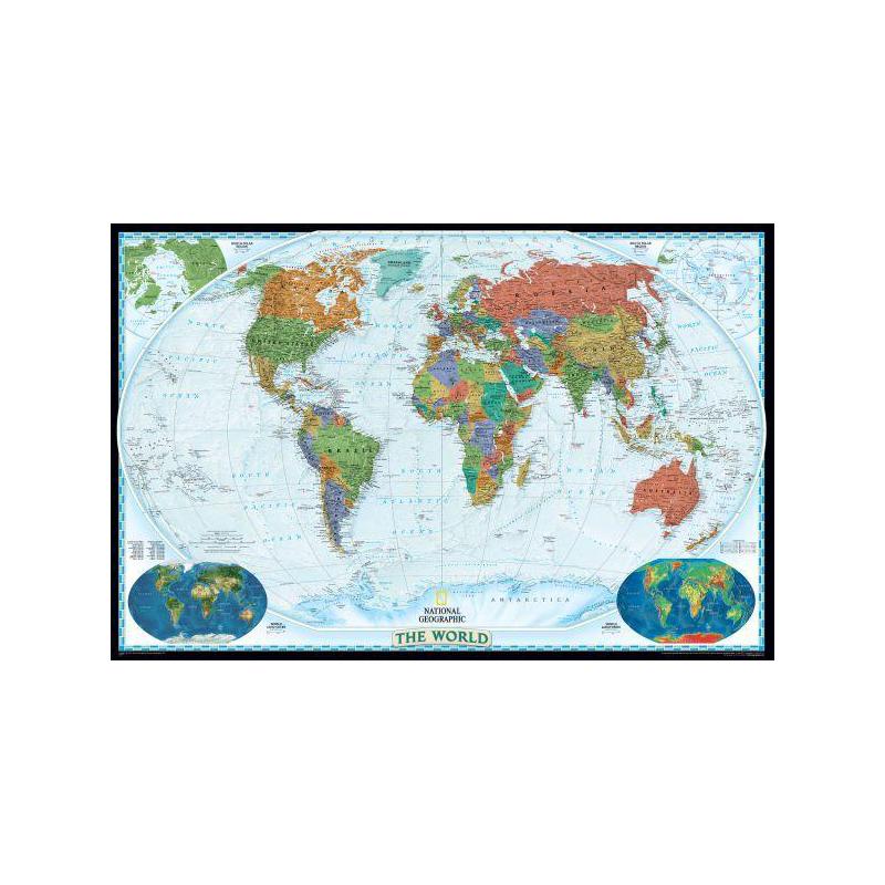 National Geographic Mappa del Mondo Planisfero politico decorativo grande laminato