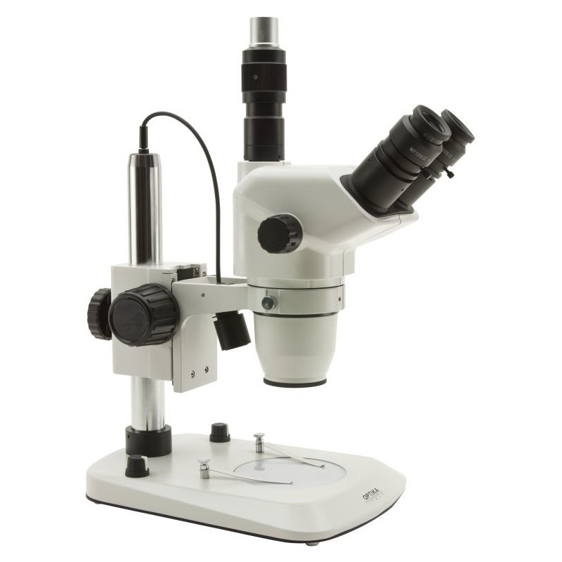 Optika microscopio stereoscopico SZN-4, trinoculare, zoom, 7x-45x, LED