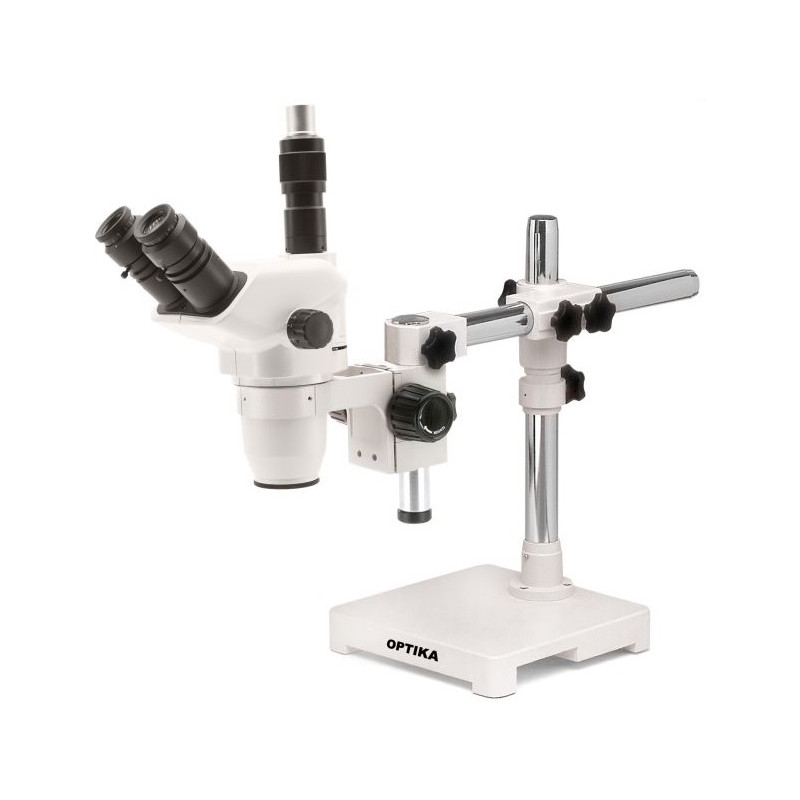 Optika Microscopio stereo zoom SZN-8, trinoculare, 7x-45, stativo a sbalzo