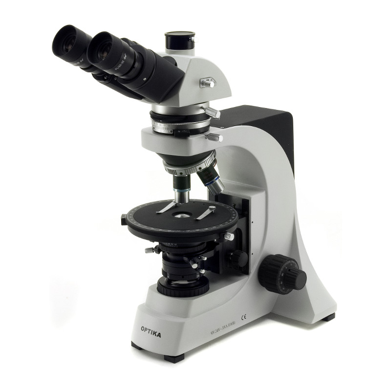 Optika Microscopio B-500POL, trinoculare, polarizzatore, testa ergonomica, X-LED