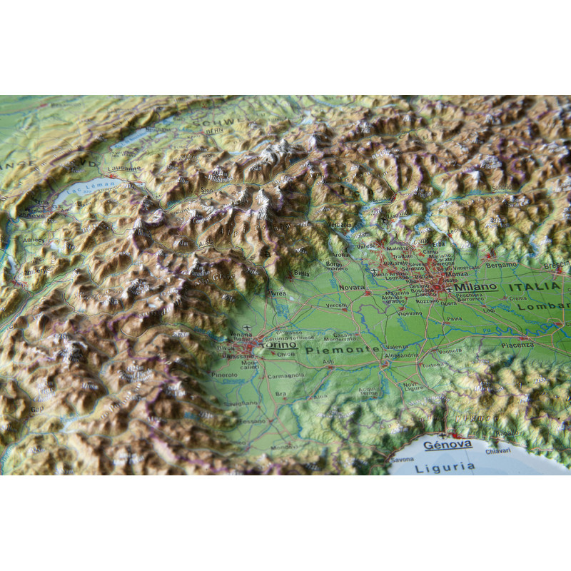 Georelief Mappa Regionale Arco alpino, carta in rilievo piccola (in tedesco)