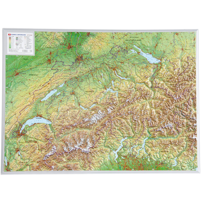 Georelief Mappa Svizzera, carta in rilievo grande (in tedesco)