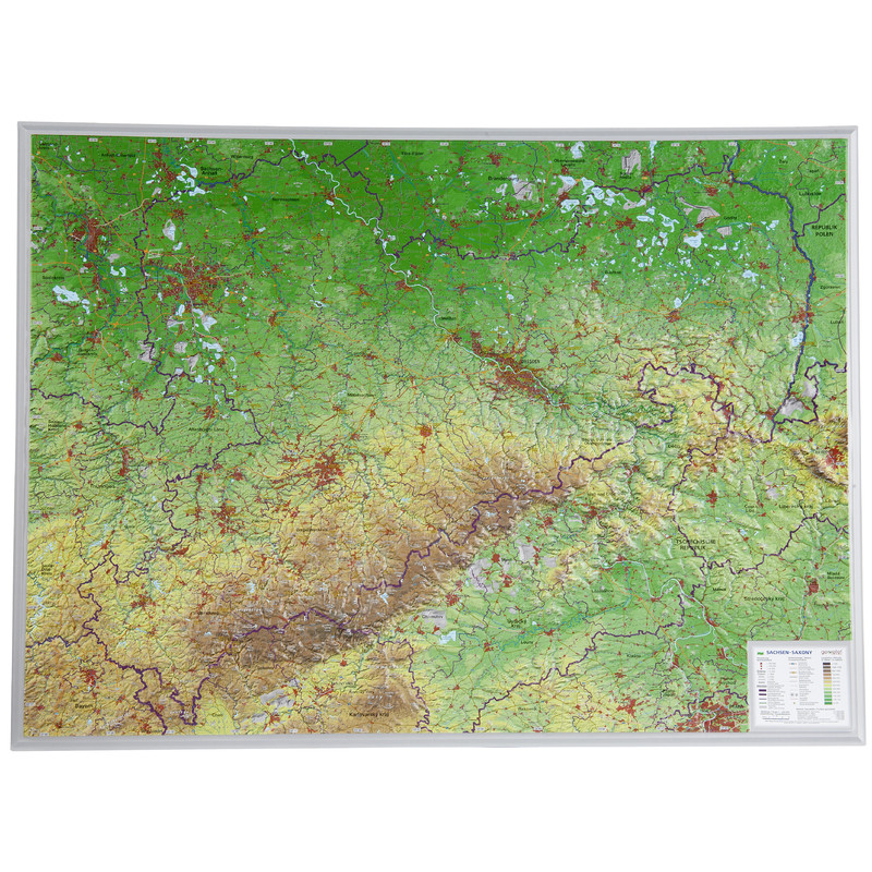 Georelief Mappa Regionale Sassonia, carta in rilievo grande (in tedesco)