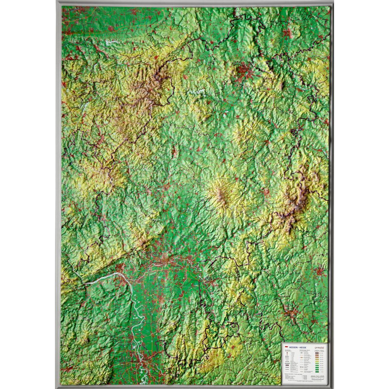 Georelief Mappa Regionale Assia, carta in rilievo grande (in tedesco)