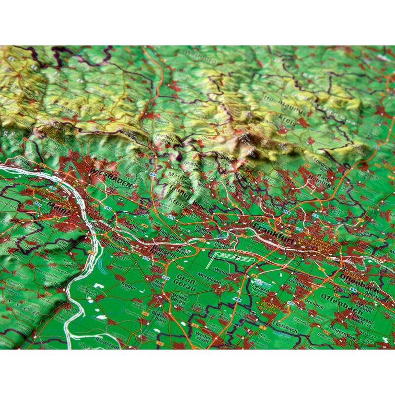 Georelief Mappa Regionale Assia, carta in rilievo grande (in tedesco)