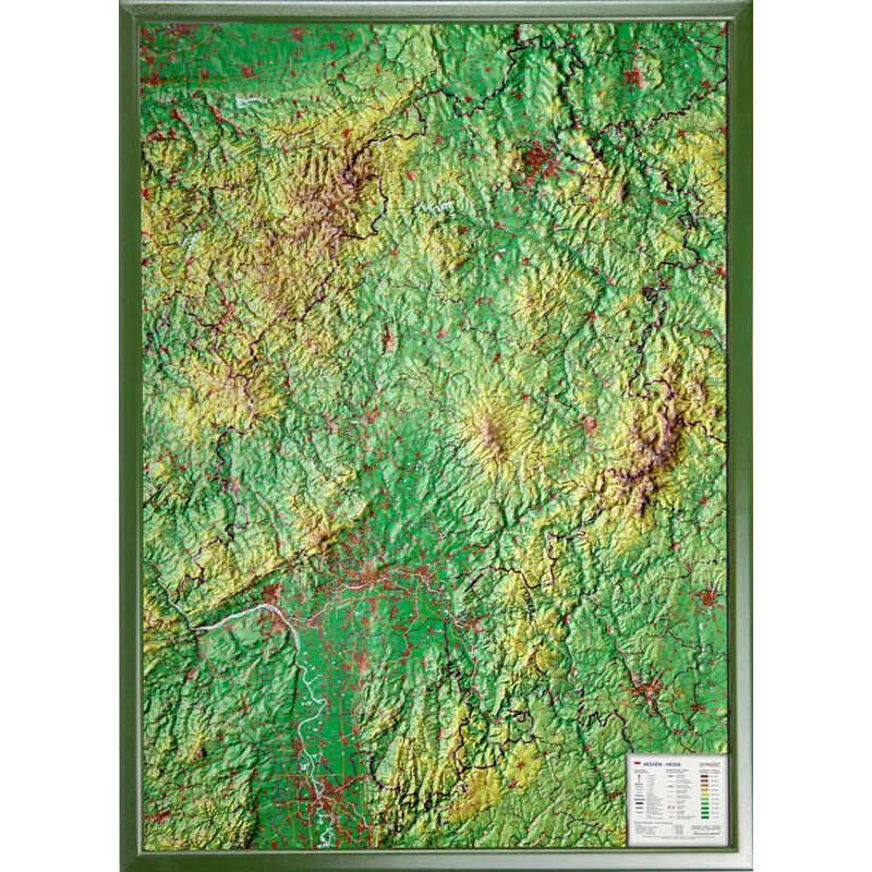 Georelief Mappa Regionale Assia, carta in rilievo grande (in tedesco)