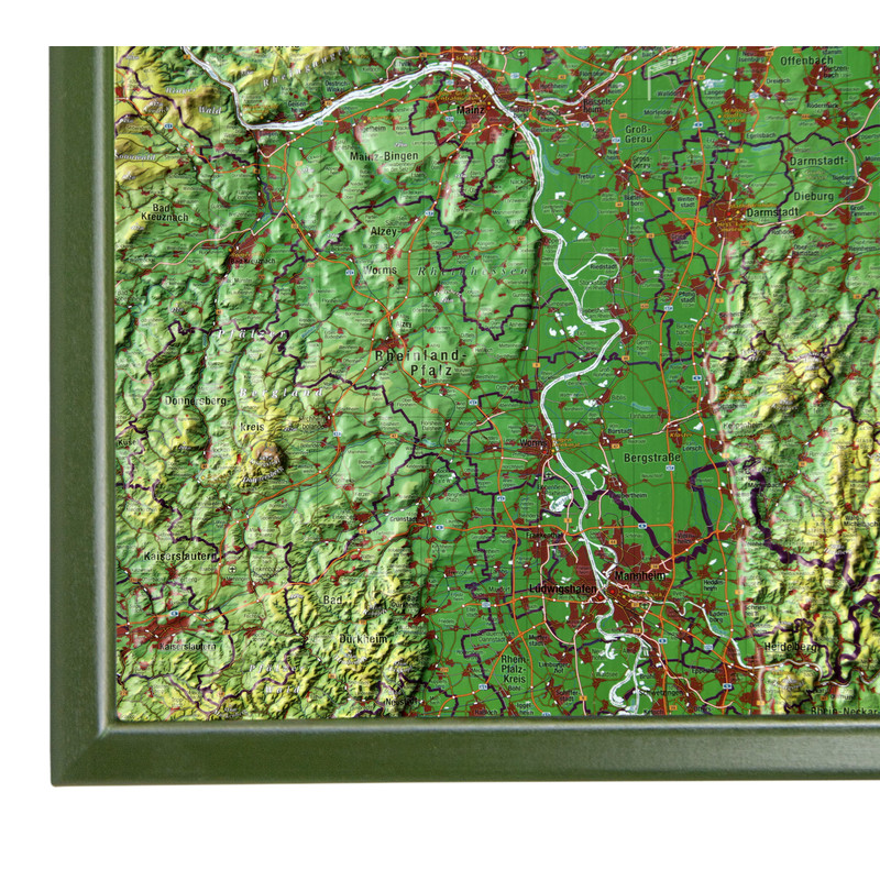 Georelief Mappa Regionale Assia, carta in rilievo grande (in tedesco)