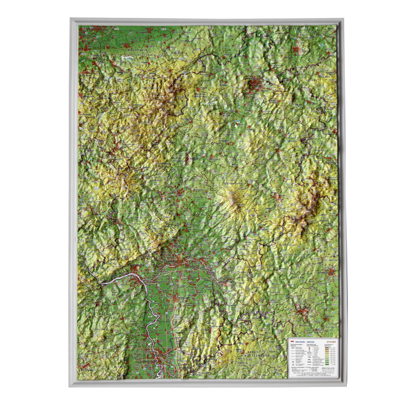 Georelief Mappa Regionale Assia, carta in rilievo piccola (in tedesco)