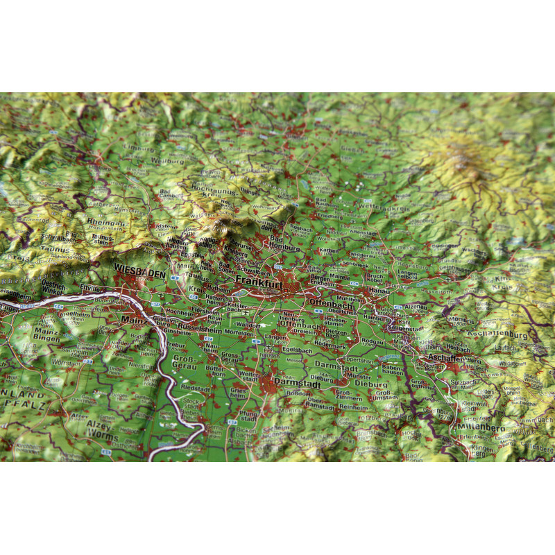 Georelief Mappa Regionale Assia, carta in rilievo piccola (in tedesco)