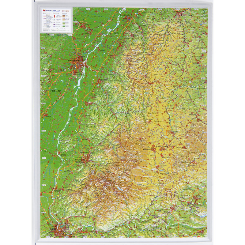 Georelief Mappa Regionale Foresta Nera, carta in rilievo piccola (in tedesco)