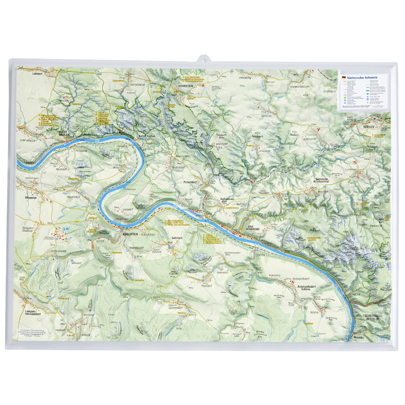 Georelief Mappa Regionale Svizzera sassone, carta in rilievo piccola (in tedesco)