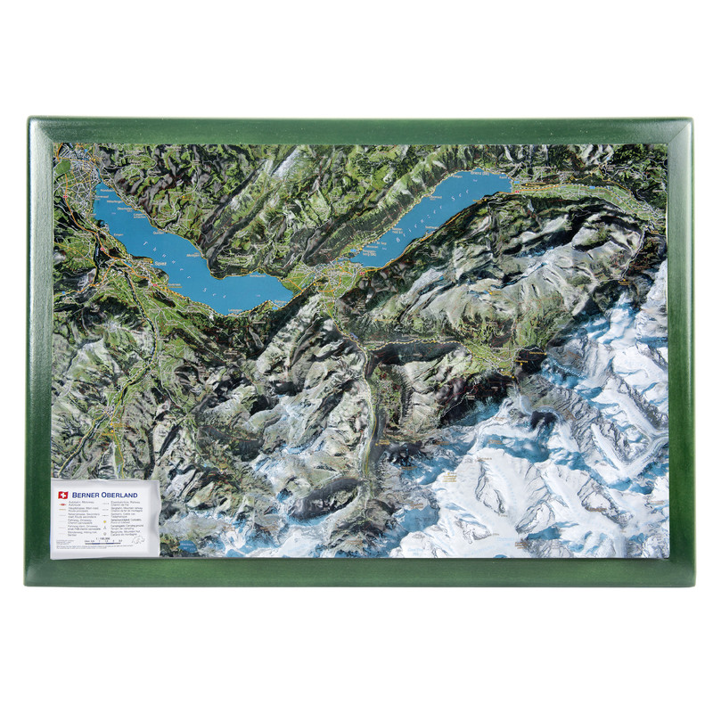 Georelief Mappa Regionale Oberland bernese, carta con cornice in legno (in tedesco)