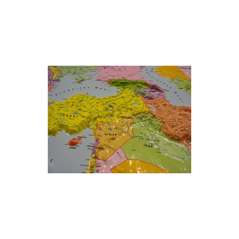 geo-institut Mappa del Mondo Planisfero, carta politica in rilievo Silver line, INGLESE