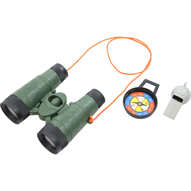 Set da esploratore con binocoli, bussola e fischietto