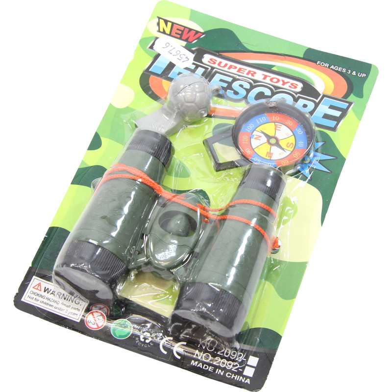 Set da esploratore con binocoli, bussola e fischietto