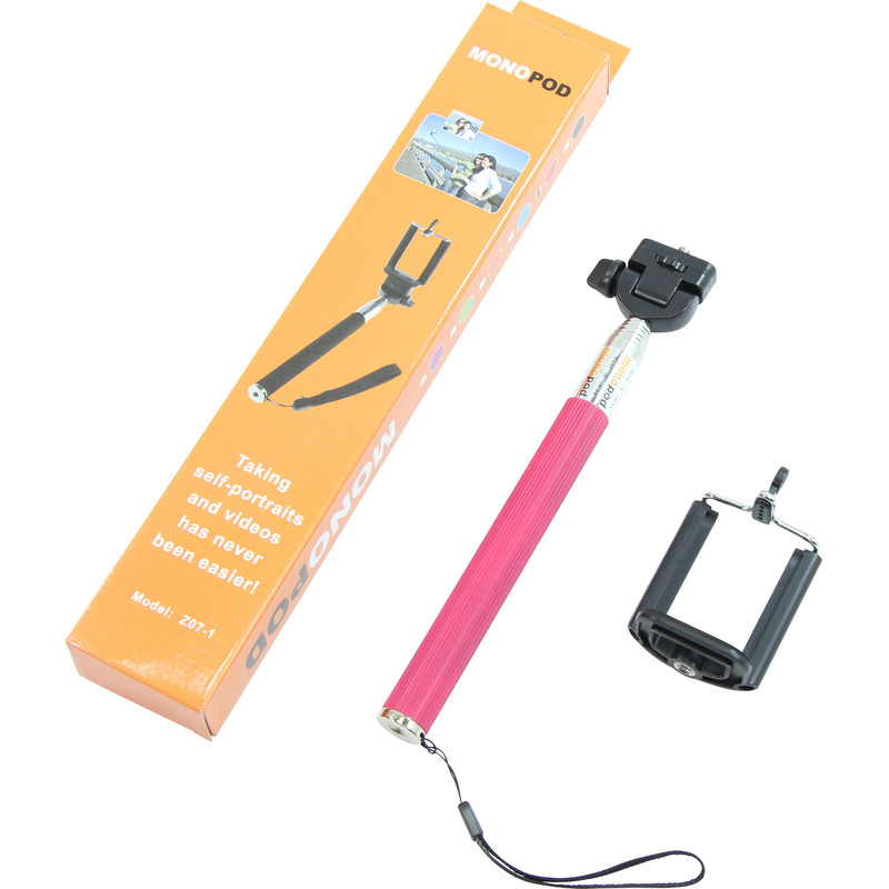 Monopiede Aluminio Selfie stick per Smartphone e fotocamere compatte, rosa