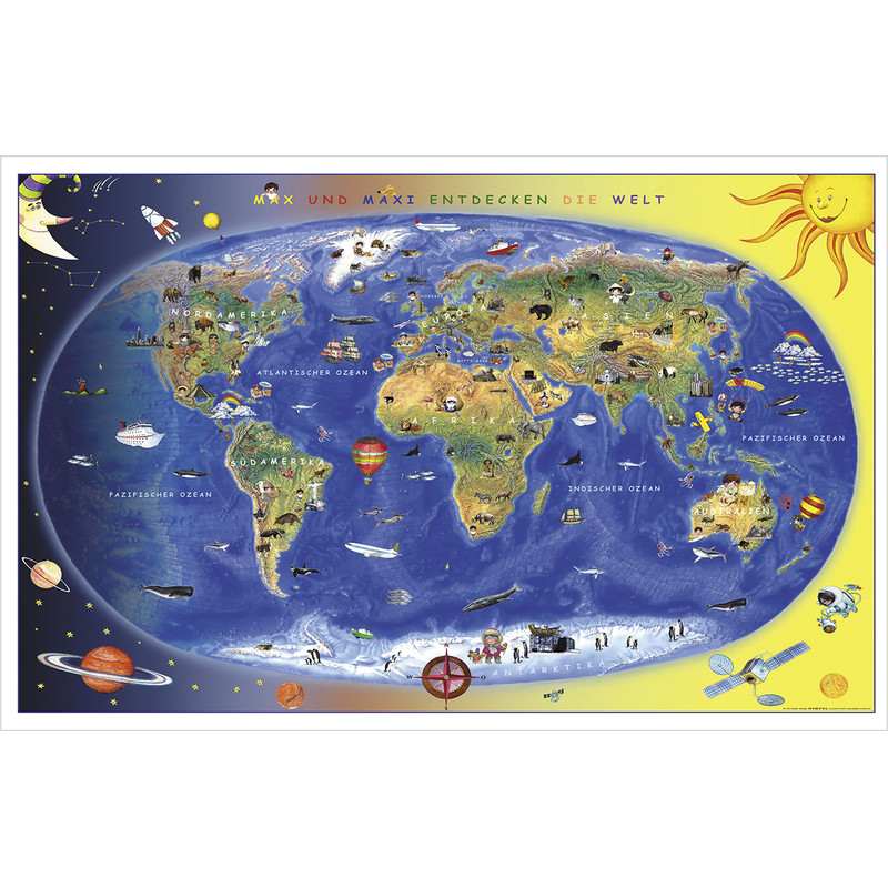 Stiefel Mappa per Bambini Max und Maxi entdecken die Welt (92 x 59 cm)