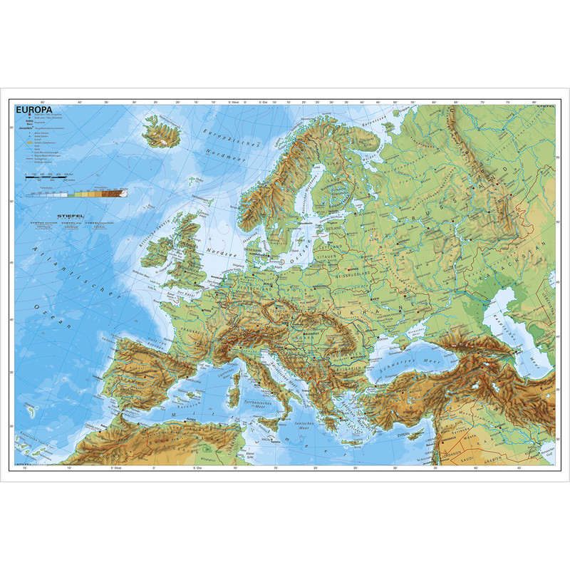 Stiefel Carta continentale Europa fisica