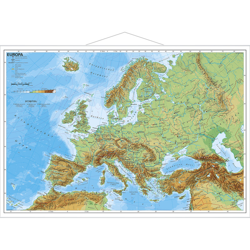 Stiefel Carta continentale Europa fisica