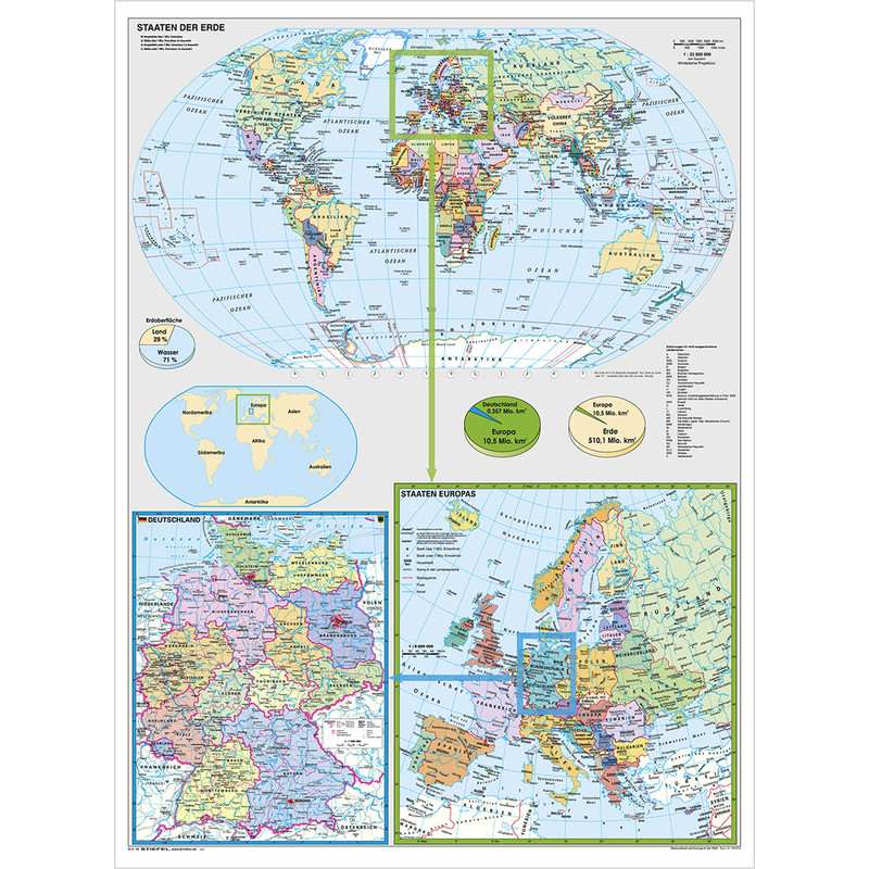 Stiefel Mappa Germania e Europa nel mondo (in tedesco)