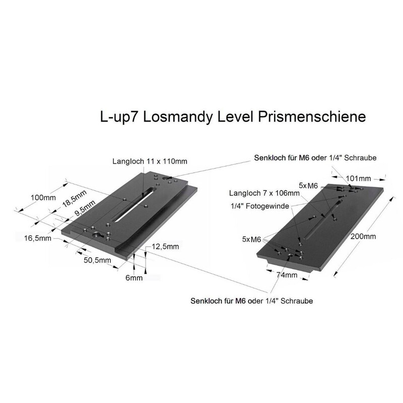 TS Optics Losmandy-style dovetail plate - Length 7,8inch - 199mm